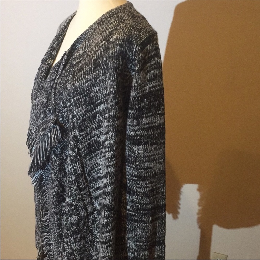 Heather Grey Open Cardigan Boho Fringe Brand NWT - Picture 4 of 8